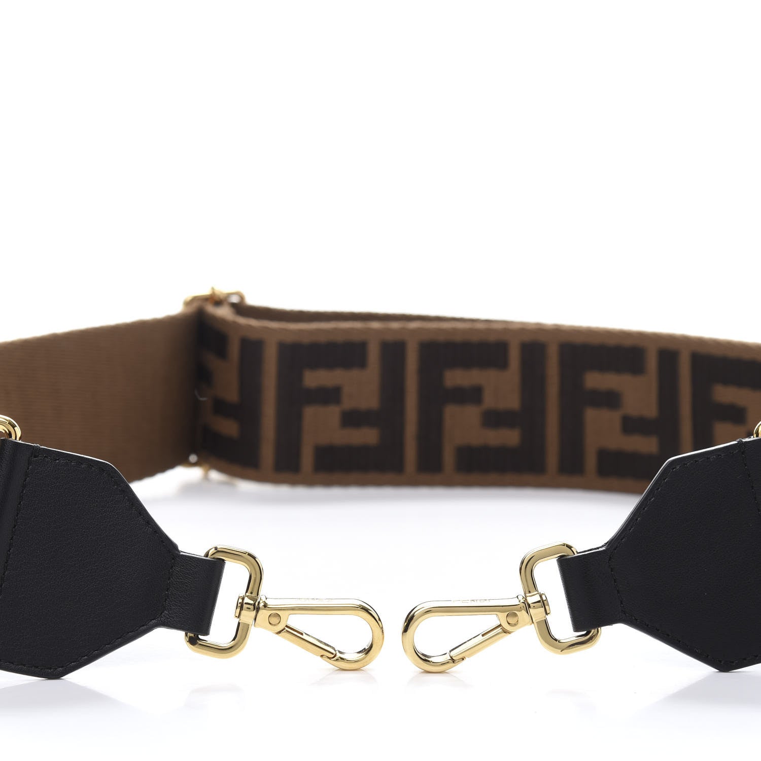 Fendi Ribbon Vitello Seta FF 1974 Adjustable Strap You Fango Marrone Black 3 of 5