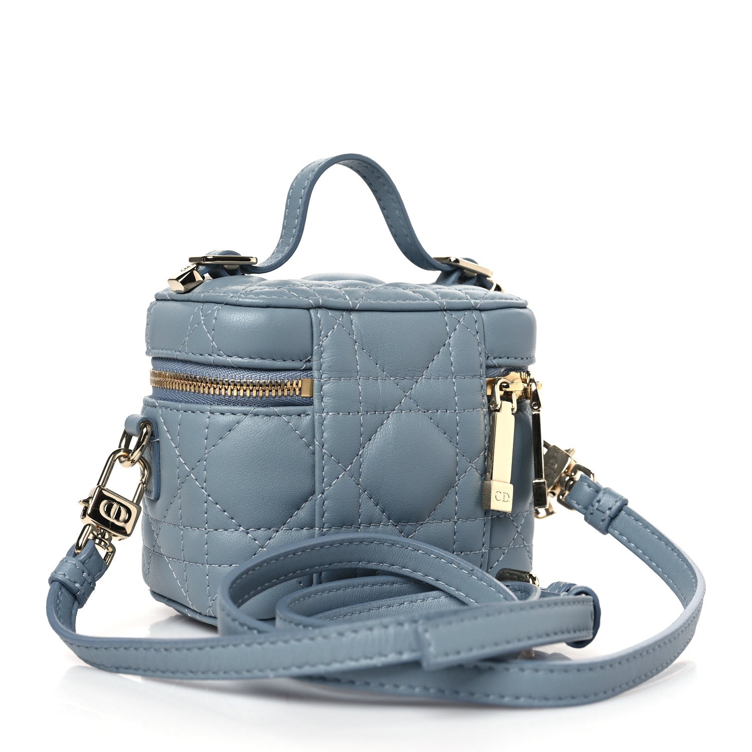 Christian Dior Lambskin Cannage Micro Lady Dior Vanity Case Cloud Blue 3 of 8