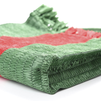 Gucci Raffia Linen Web Cestino Tote Bag Red Green 8 of 11