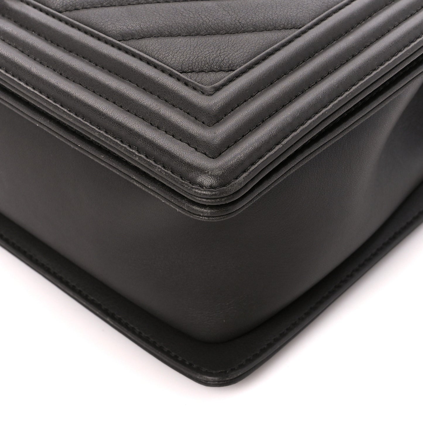 Calfskin Chevron Quilted New Medium Boy Flap Dark Grey