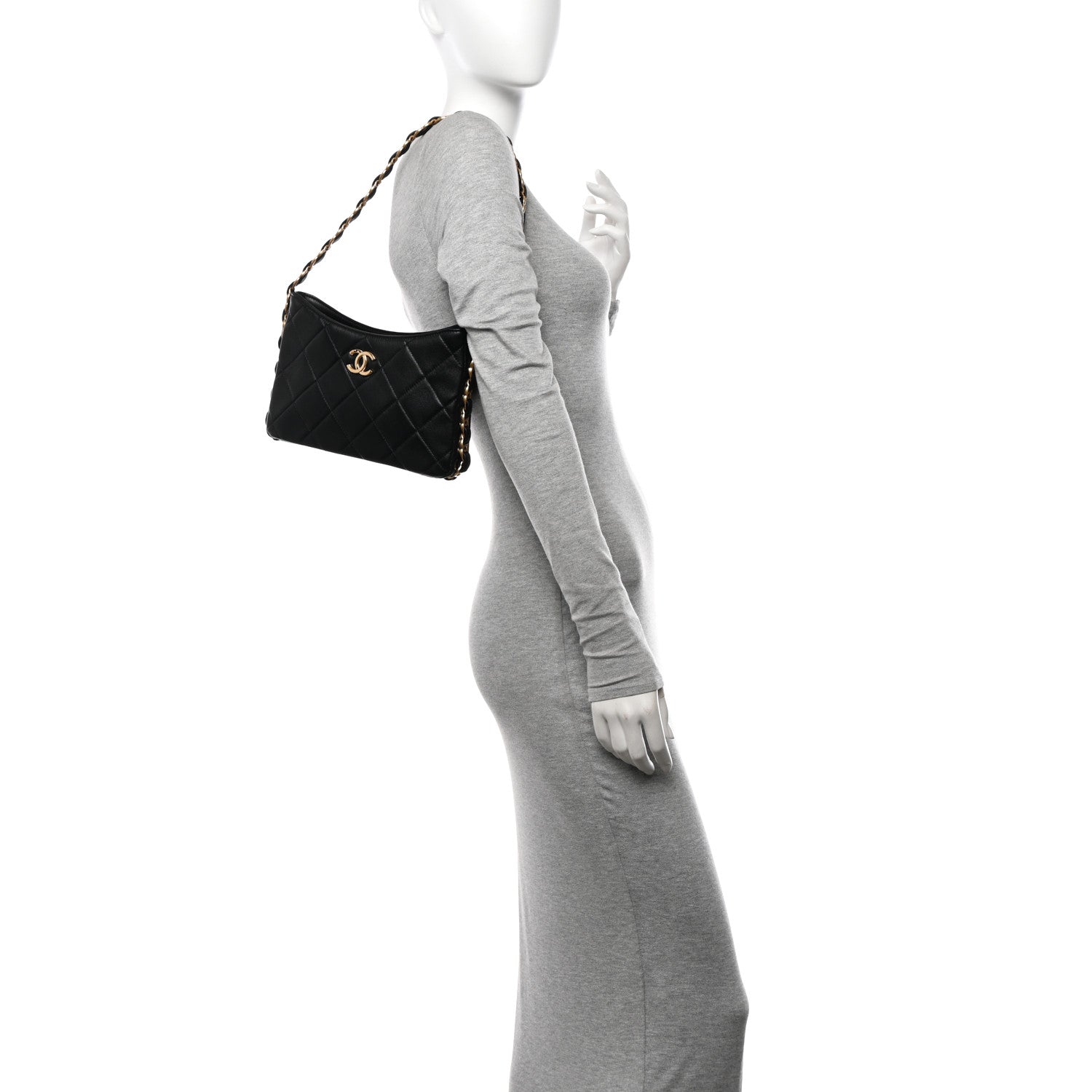 Chanel Lambskin Quilted Small CC Links Hobo Black 2 of 10
