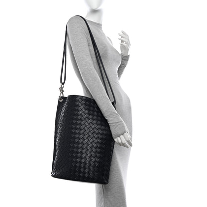 Bottega Veneta Nappa Intrecciato Medium Knot Bucket Bag Navy Blue 2 of 10