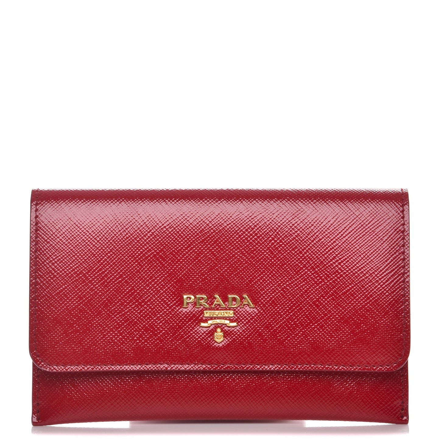 Saffiano Vernice Metal Card Holder Rosso