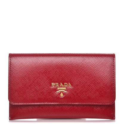 Prada Saffiano Vernice Metal Card Holder Rosso 1 of 8