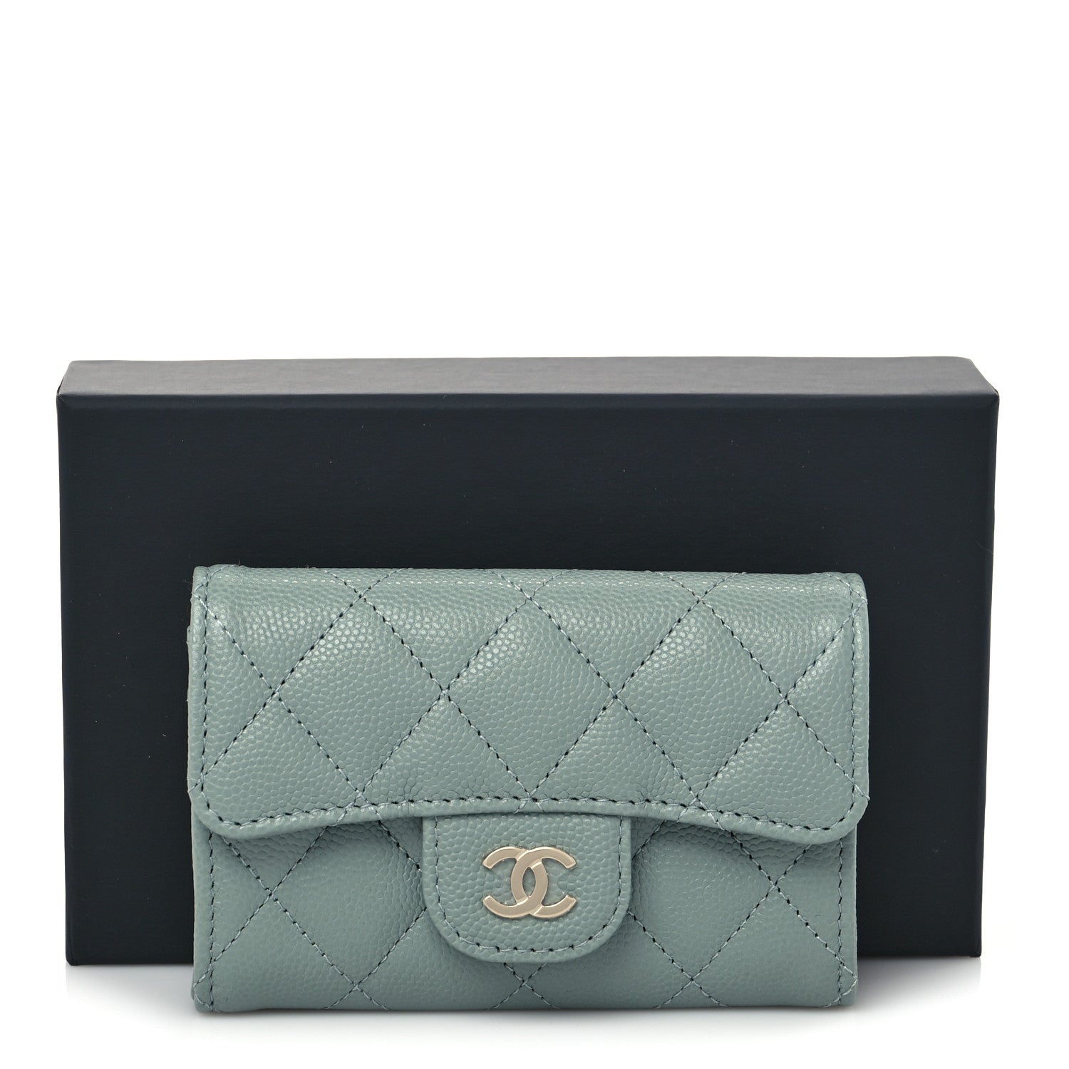 Chanel Caviar Quilted Flap Card Holder Wallet Grey 8 of 8