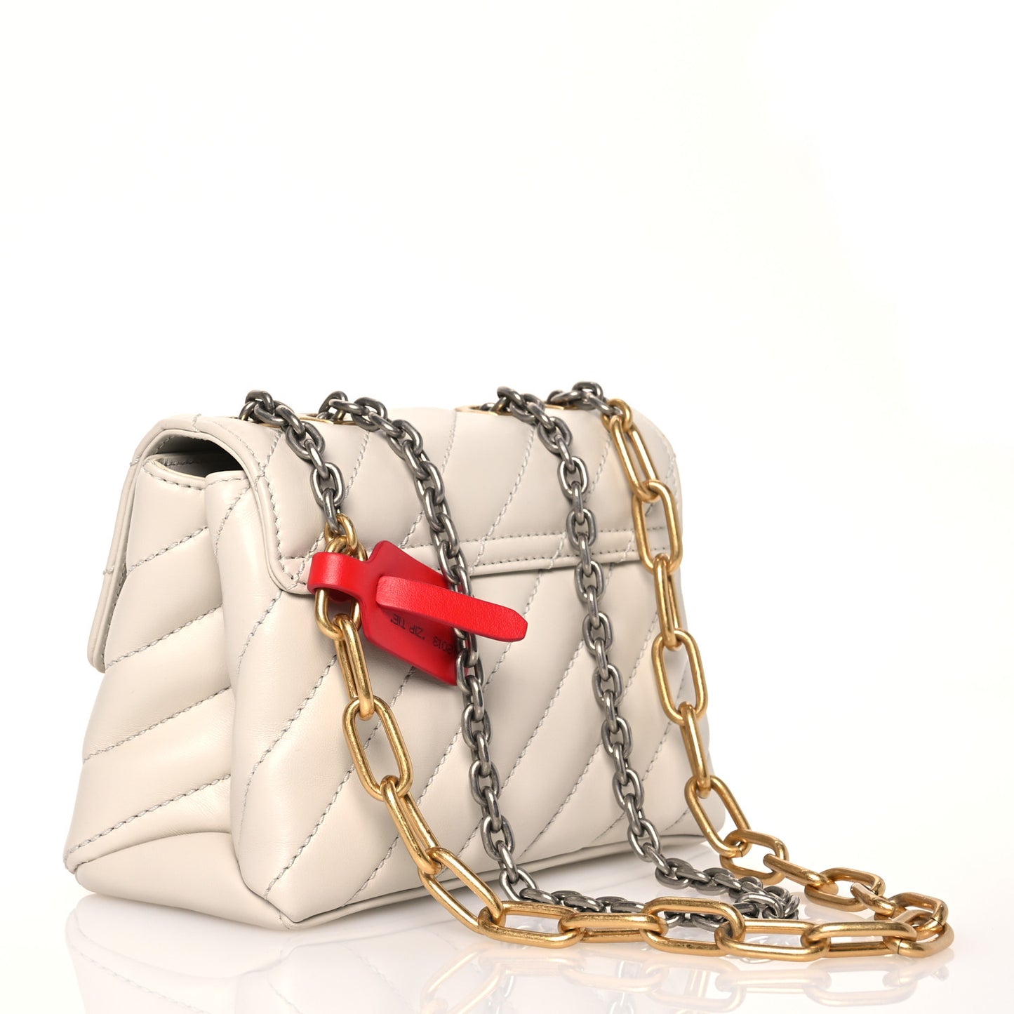 Calfskin Diagonal Quilted Jackhammer 19 Shoulder Bag White