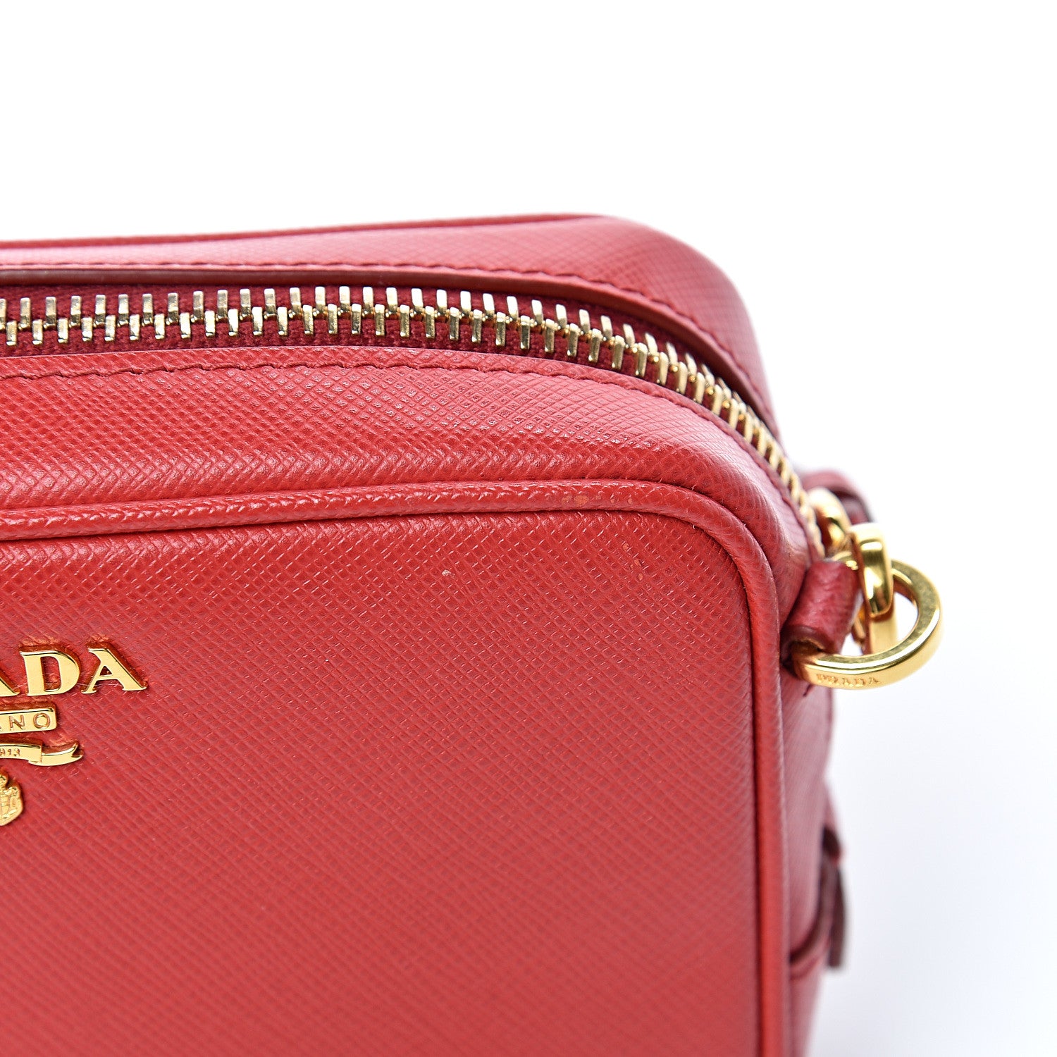 Prada Saffiano Mini Camera Crossbody Bag Fuoco 10 of 10