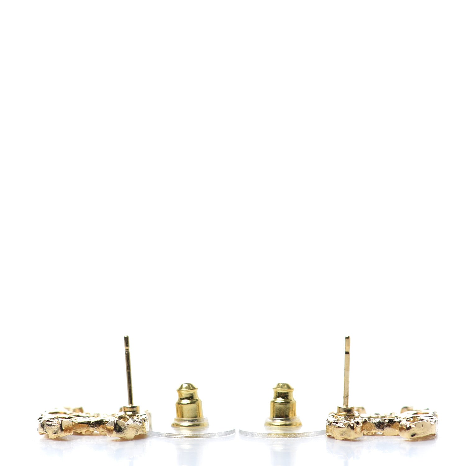 Chanel Metal Textured CC Earrings Gold 3 of 4