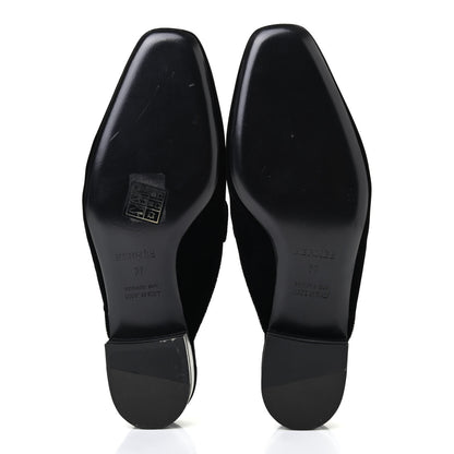 Hermes Velvet Vincennes Mules 37 Black 5 of 10