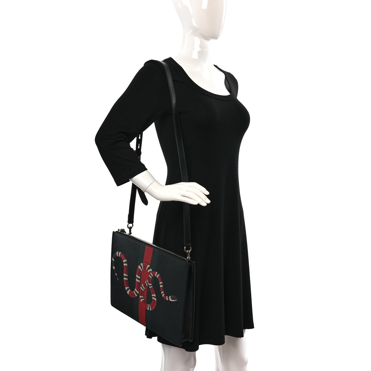 Calfskin Kingsnake Print Messenger Black