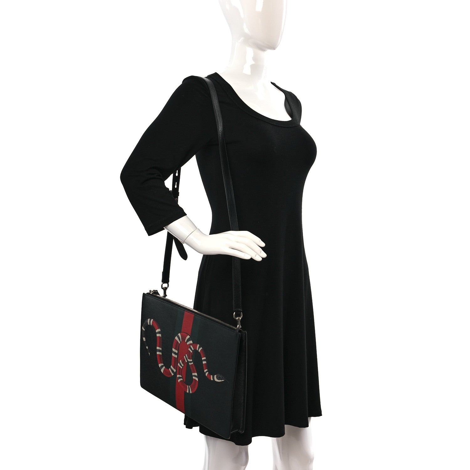Gucci Calfskin Kingsnake Print Messenger Black 2 of 10
