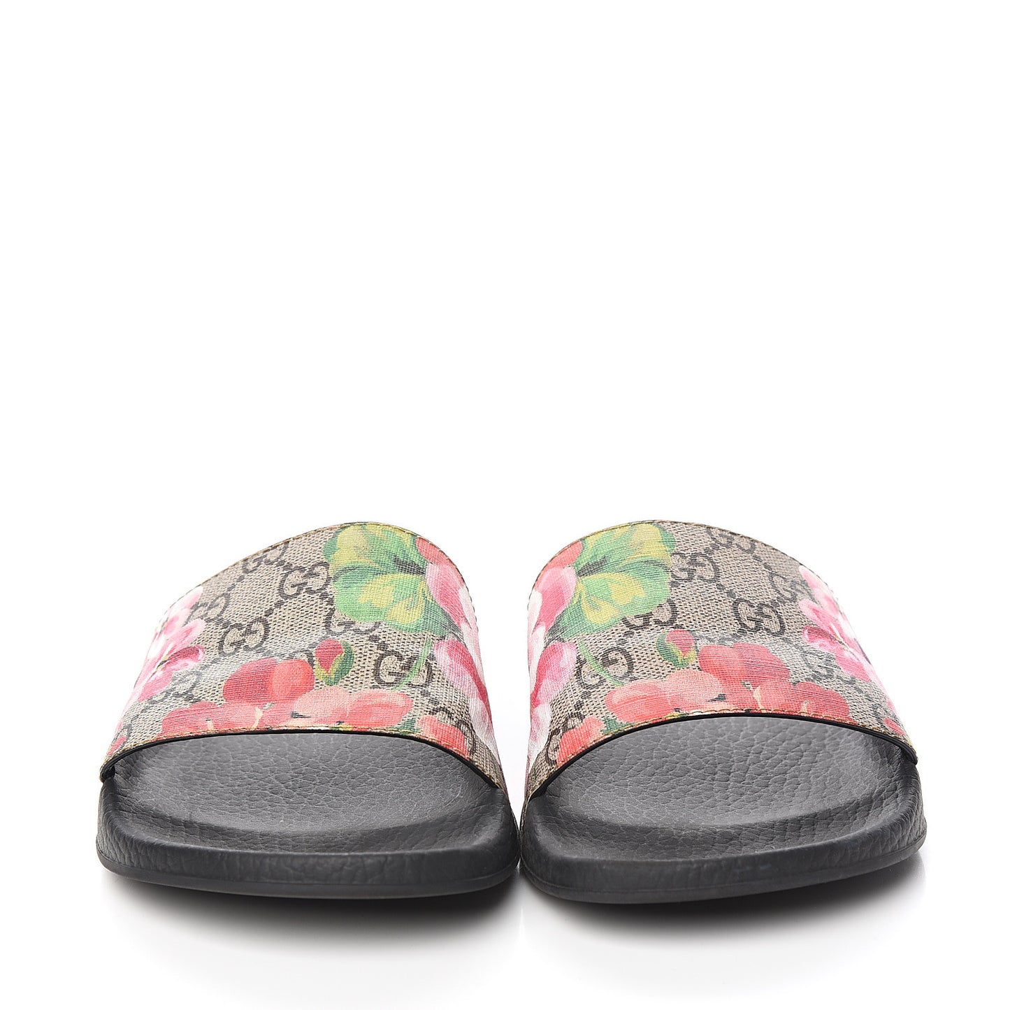 GG Supreme Monogram Blooms Slide Sandals 37 Beige Multicolor