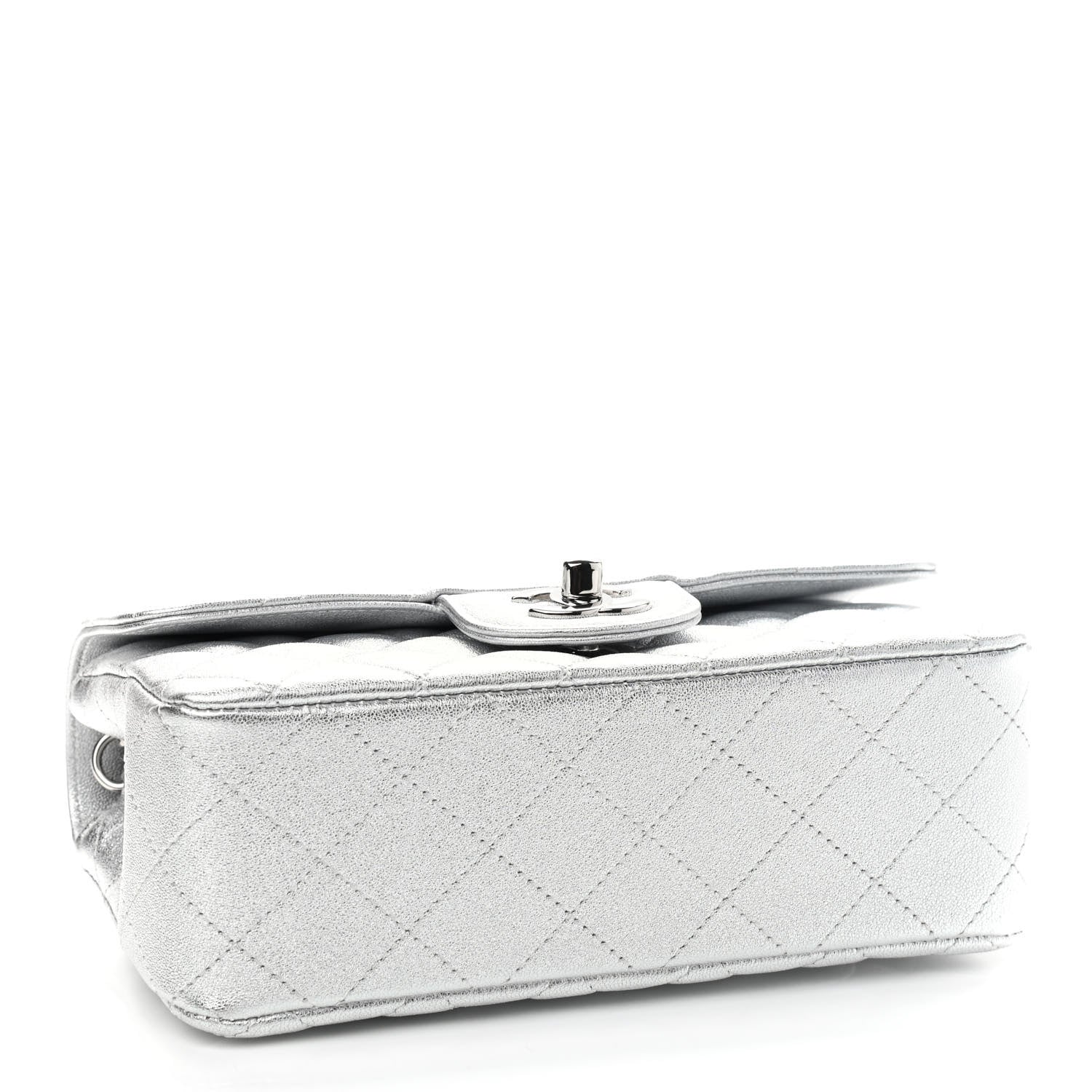 Chanel Metallic Lambskin Quilted Mini Rectangular Flap Silver 4 of 9