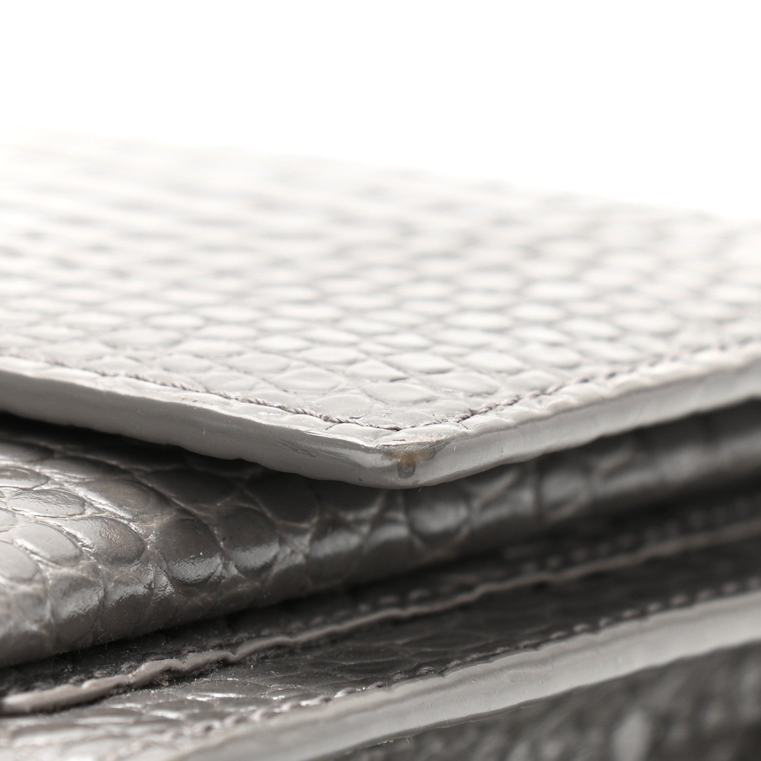 Saint Laurent Calfskin Crocodile Embossed Medium Monogram Sunset Fog 12 of 12