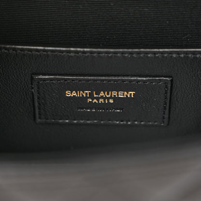 Saint Laurent Lambskin Mixed Matelasse Triquilt Small Monogram Satchel Black 6 of 10