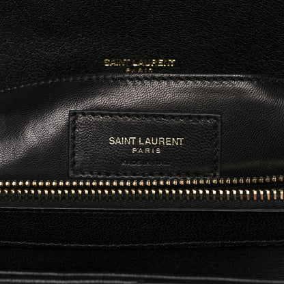 Saint Laurent Sheepskin Matelasse Chevron Monogram Large College Satchel Black 7 of 12