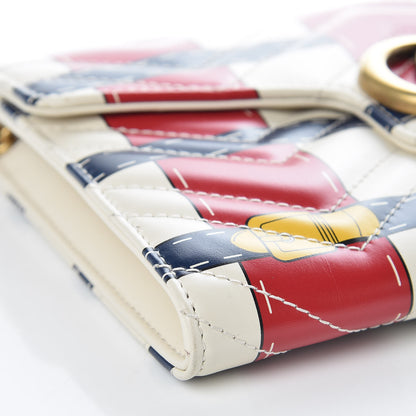 Gucci Calfskin Matelasse Trompe L'Oeil Print Mini GG Marmont Chain Wallet White 12 of 13
