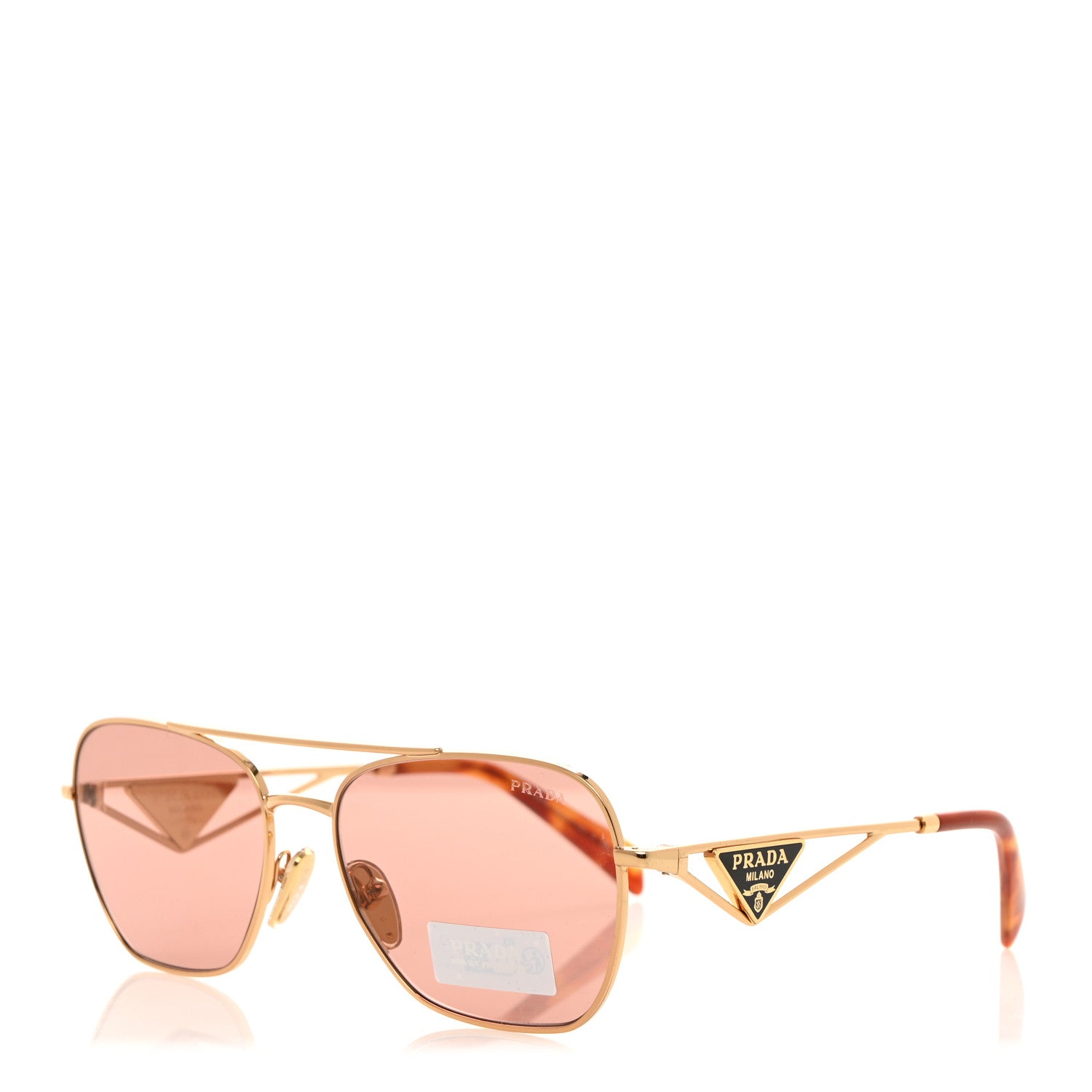 Prada Metal Symbole Triangle Logo Sunglasses SPRA50 Beige 1 of 9