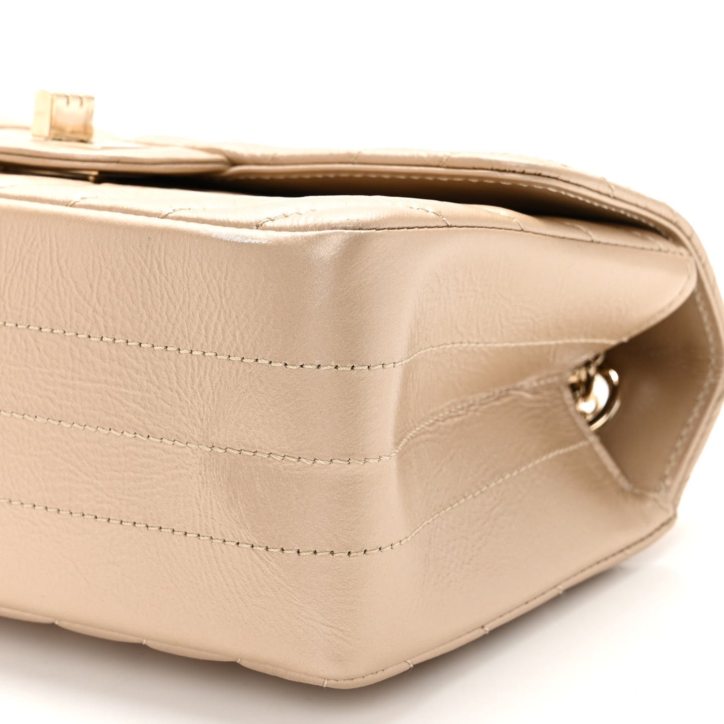 Metallic Aged Calfskin Chevron Quilted 2.55 Reissue Mini Flap Gold