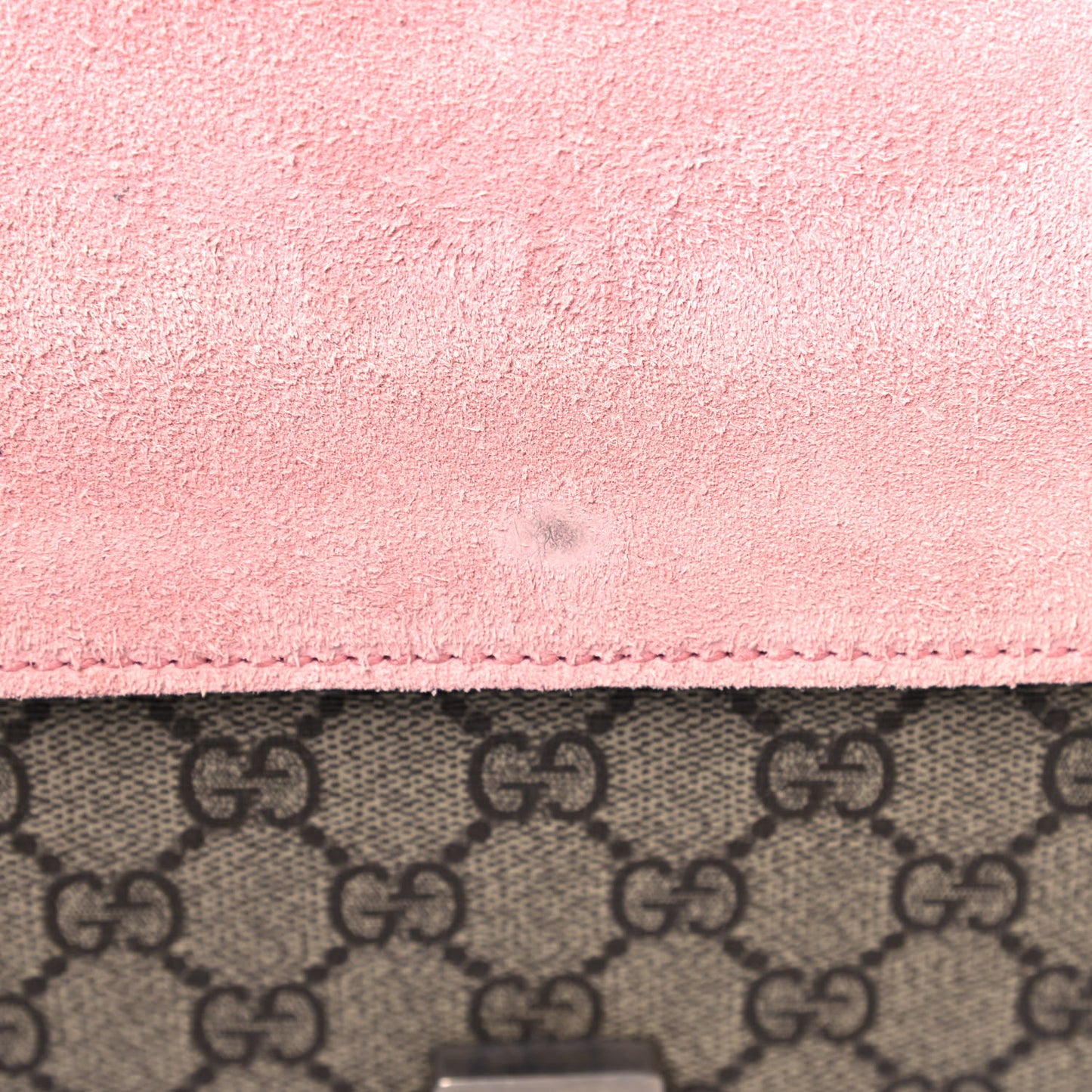 GG Supreme Monogram Suede Crystal Medium Dionysus Shoulder Bag Beige Ebony Light Peonia
