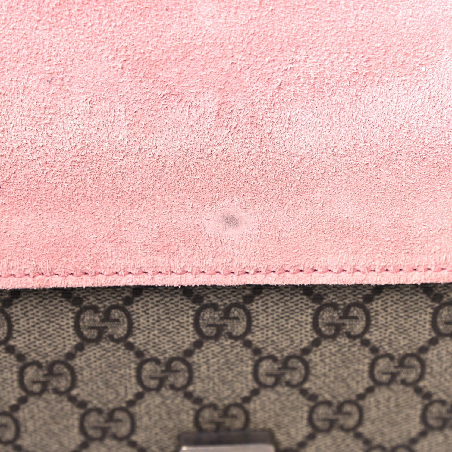 Gucci GG Supreme Monogram Suede Crystal Medium Dionysus Shoulder Bag Beige Ebony Light Peonia 7 of 9