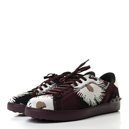 Valentino Garavani Fabric Knit Mens Rockstud Sneakers 43 Burgundy 3 of 7