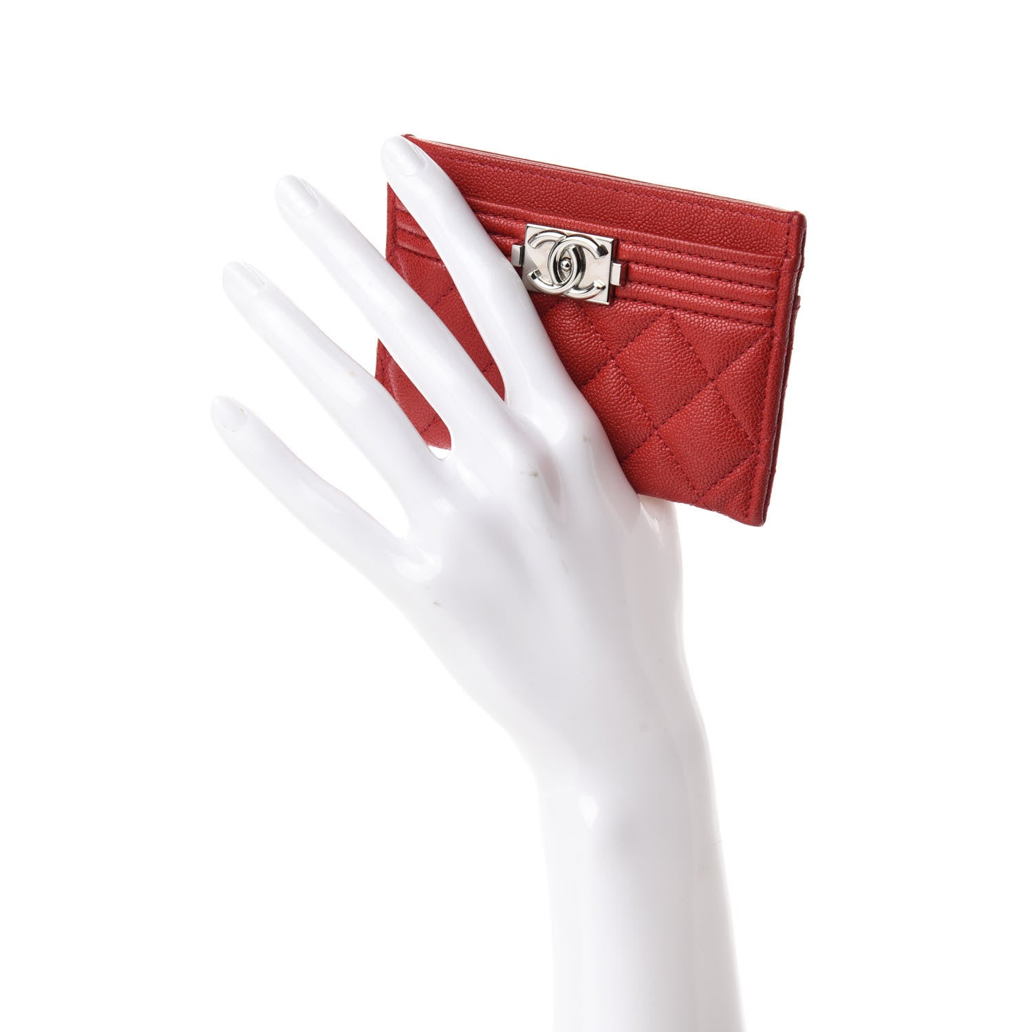 Chanel Caviar Quilted Boy Card Holder Red 2 of 8