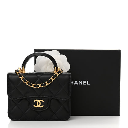 Chanel Lambskin Quilted Top Handle Flap Coin Purse With Chain Black 12 of 12