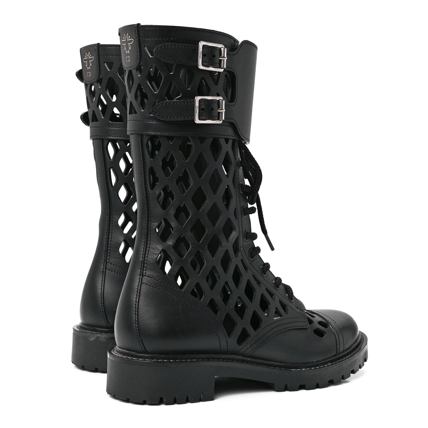 Matte Calfskin Womens D-Trap 30mm Tall Boots 37.5 Black