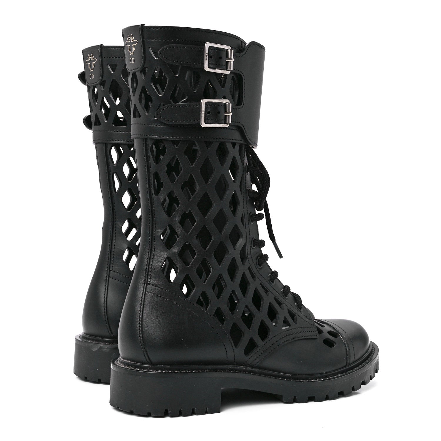Christian Dior Matte Calfskin Womens D-Trap 30mm Tall Boots 37.5 Black 4 of 8