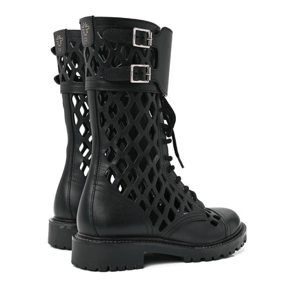 Christian Dior Matte Calfskin Womens D-Trap 30mm Tall Boots 37.5 Black 4 of 8