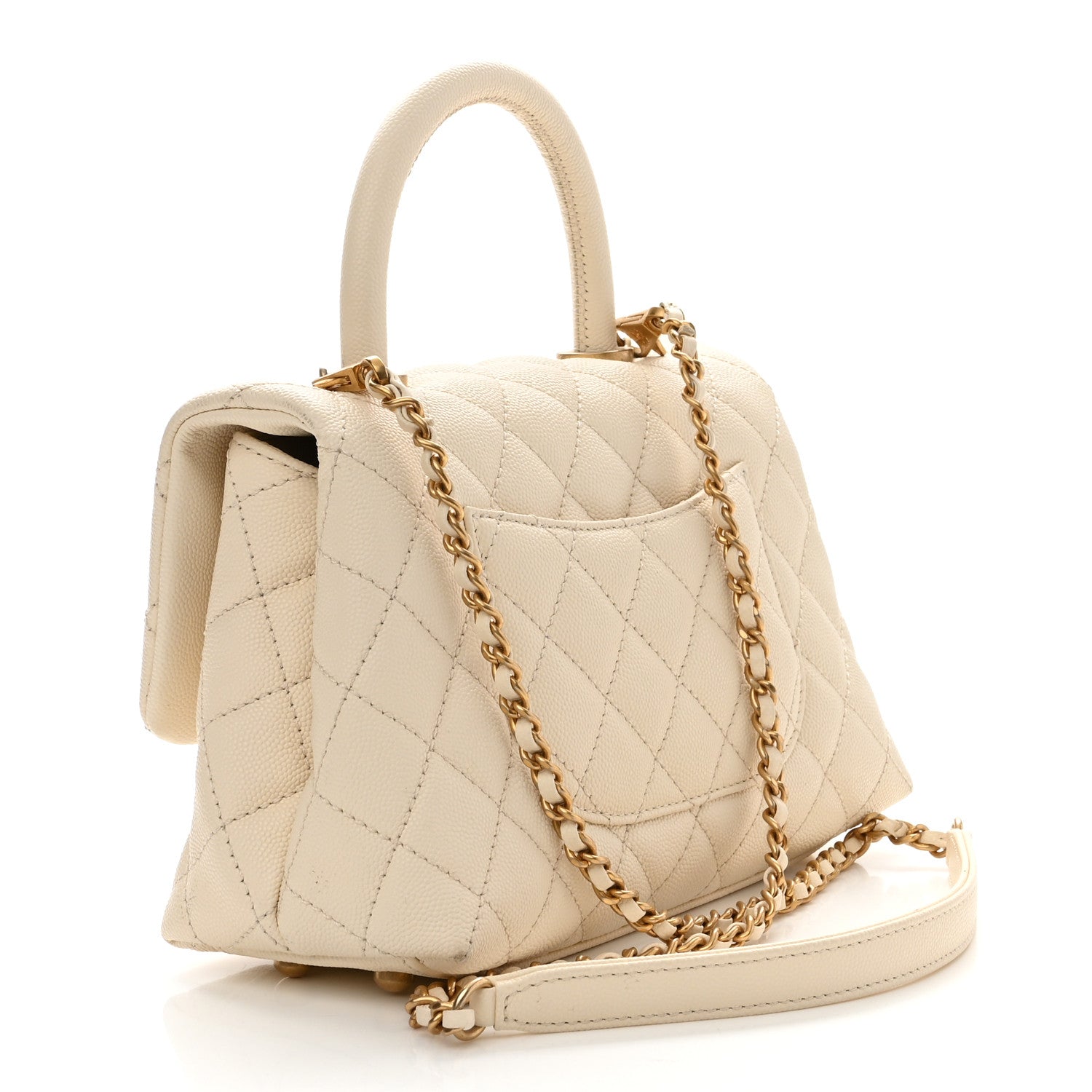 Chanel Caviar Quilted Mini Coco Handle Flap Beige 2 of 10