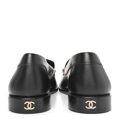 Chanel Calfskin Crystal CC Mocassin Loafers 37 Black 6 of 9