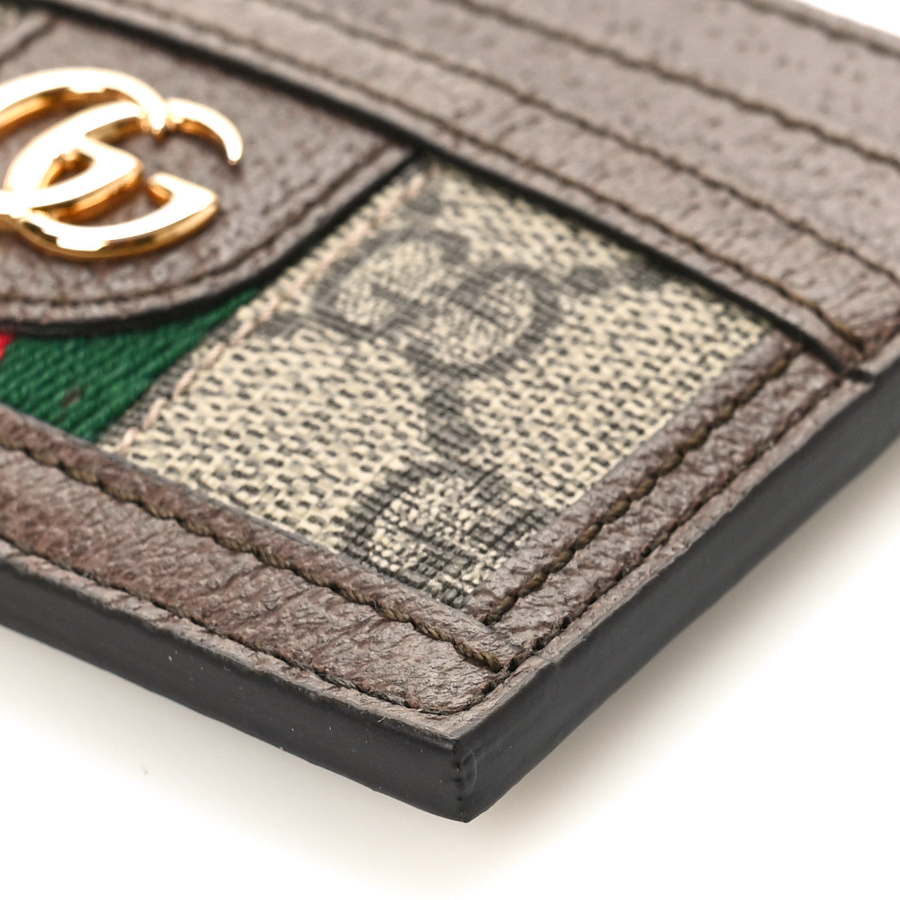 Gucci GG Supreme Monogram Textured Dollar Calfskin Ophidia Card Holder Beige Ebony New Acero 8 of 8