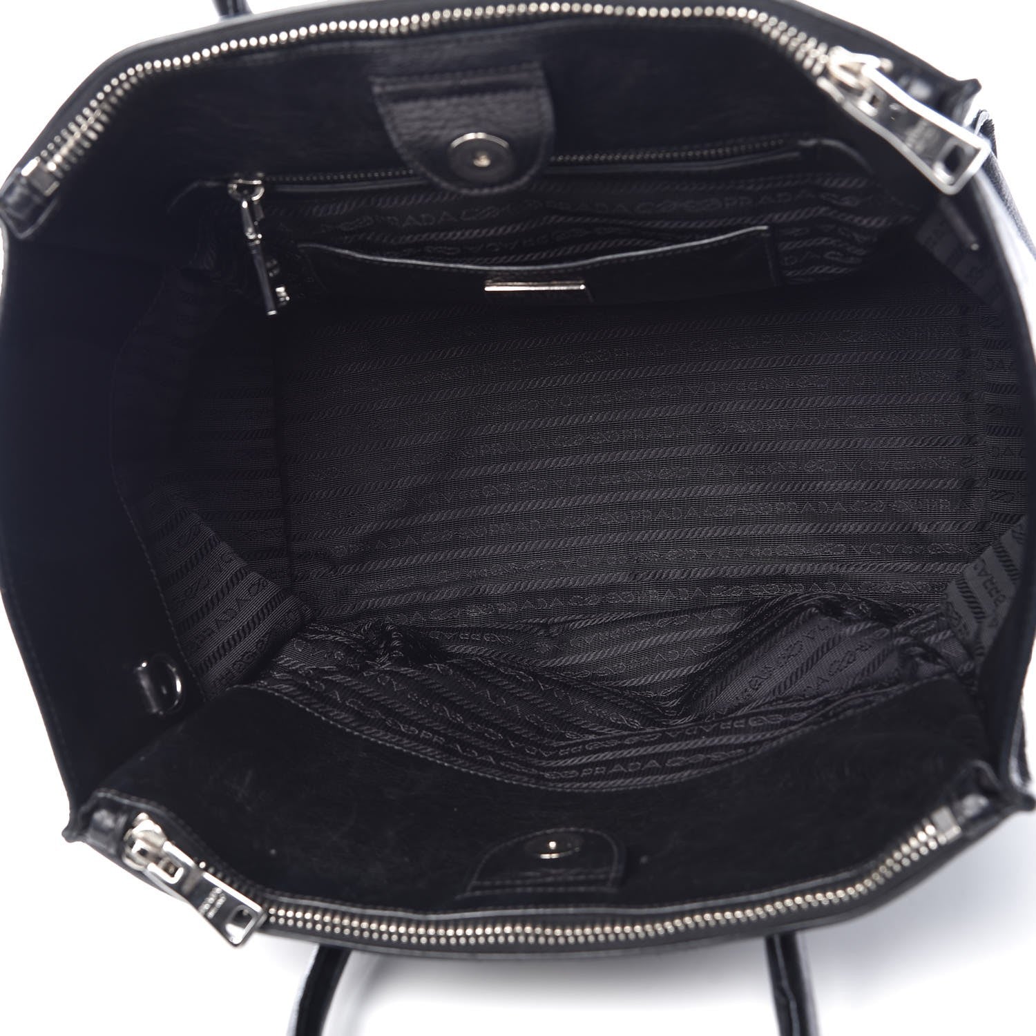 Prada Glace Calf Twin Pocket Tote Black 5 of 9