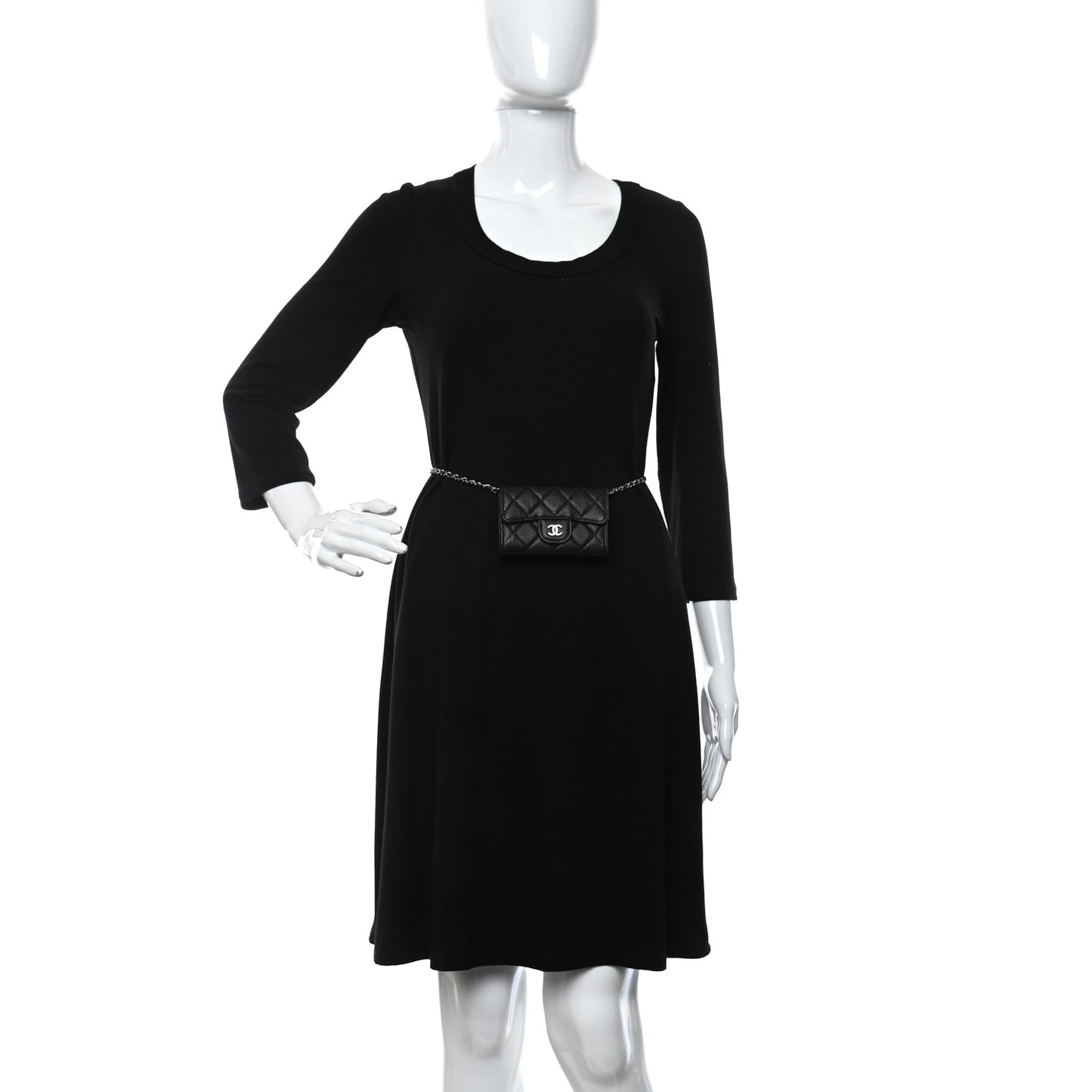 Caviar Quilted Flap Classic Belt Bag Black