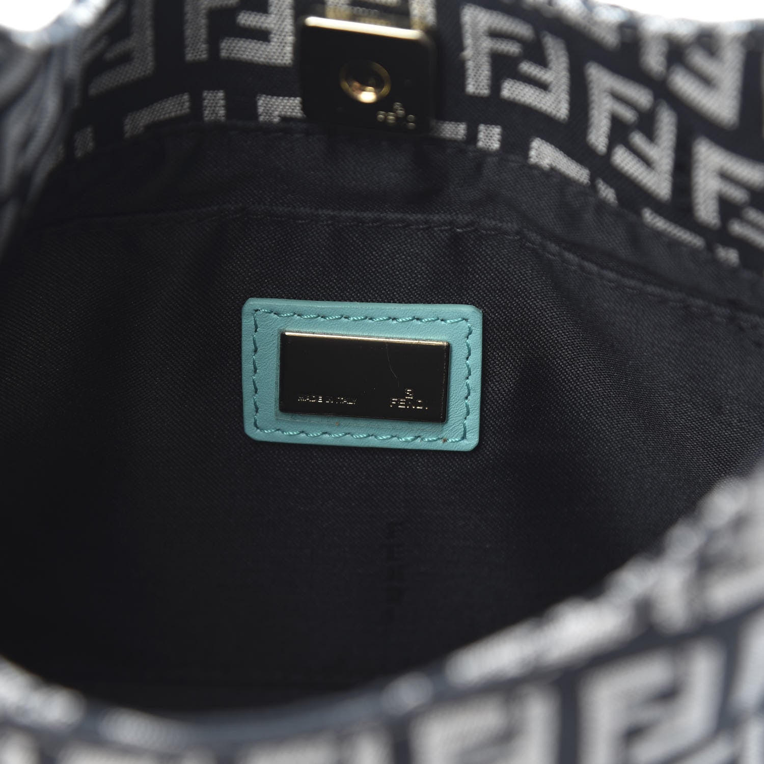 Fendi Zucchino Mini Hobo Black White Azzurro 6 of 10