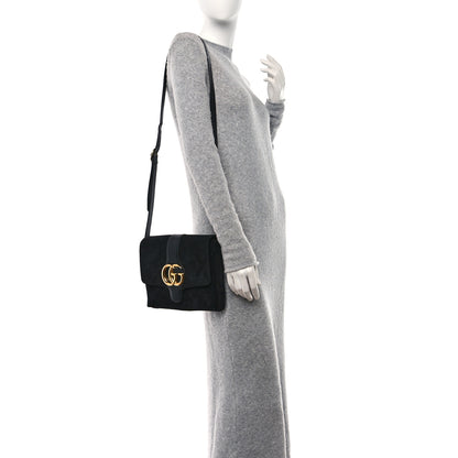 Gucci Suede Medium Arli Flap Shoulder Bag Black 2 of 13
