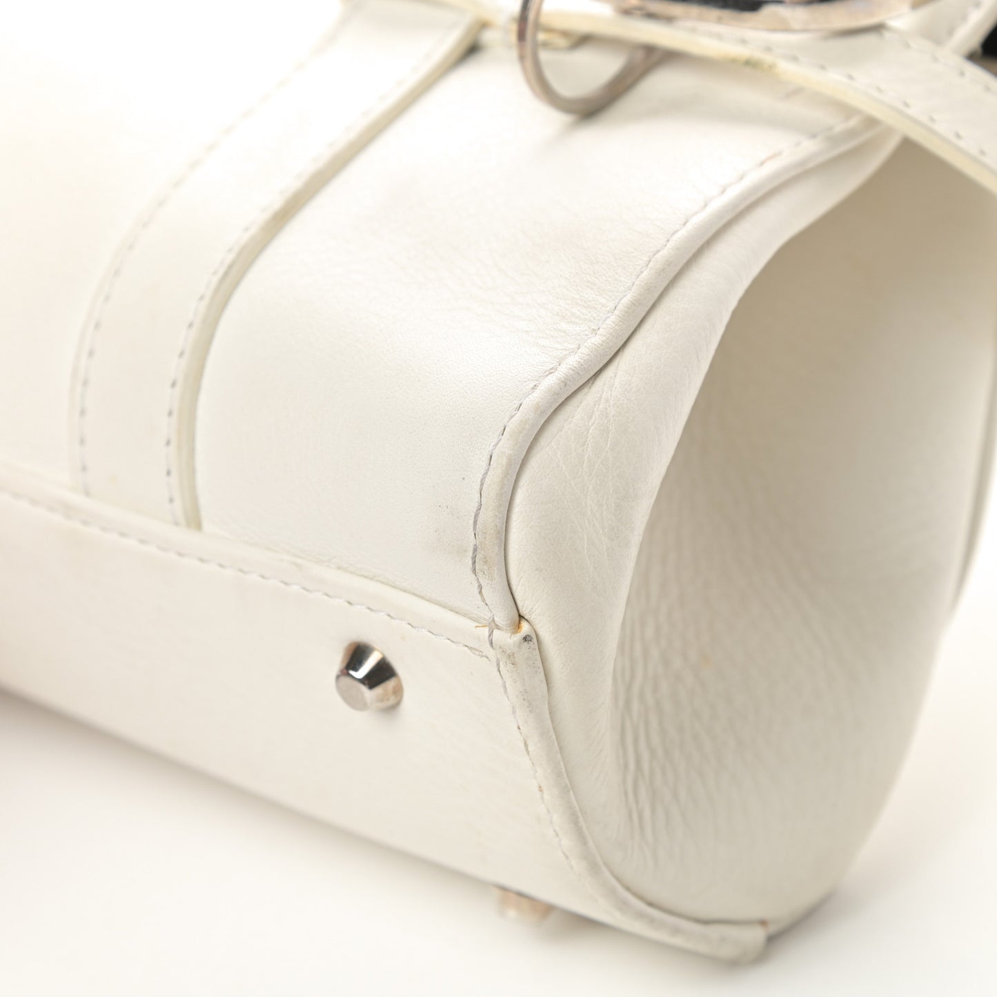 Calfskin Logo Charms Boston White