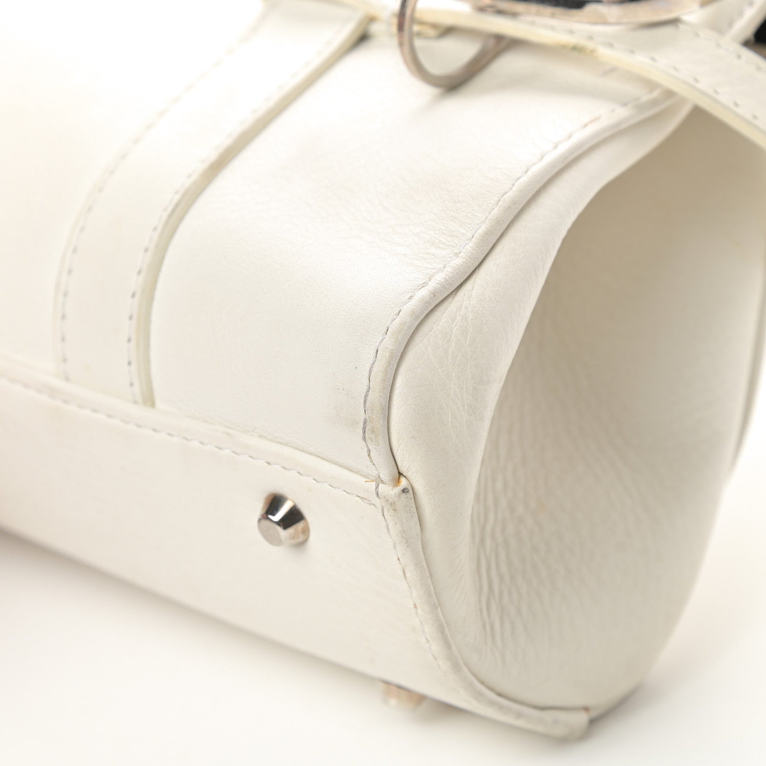 Christian Dior Calfskin Logo Charms Boston White 10 of 17