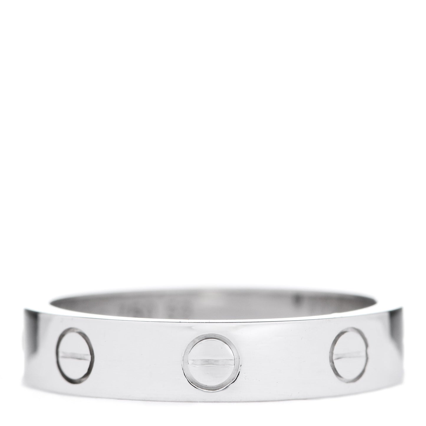 18K White Gold Diamond 4mm LOVE Wedding Band Ring 53 6.5
