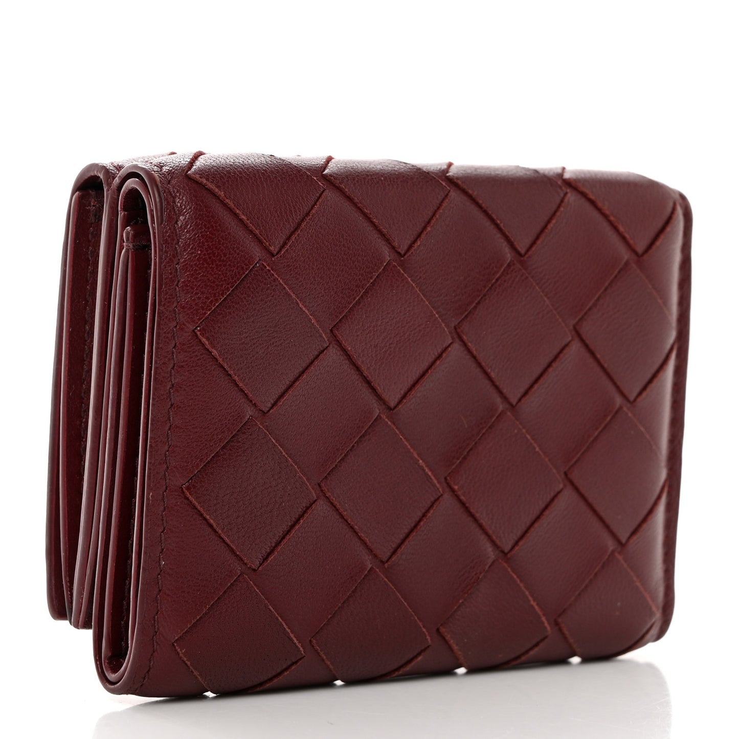 Nappa Intrecciato Trifold Wallet Bordeaux