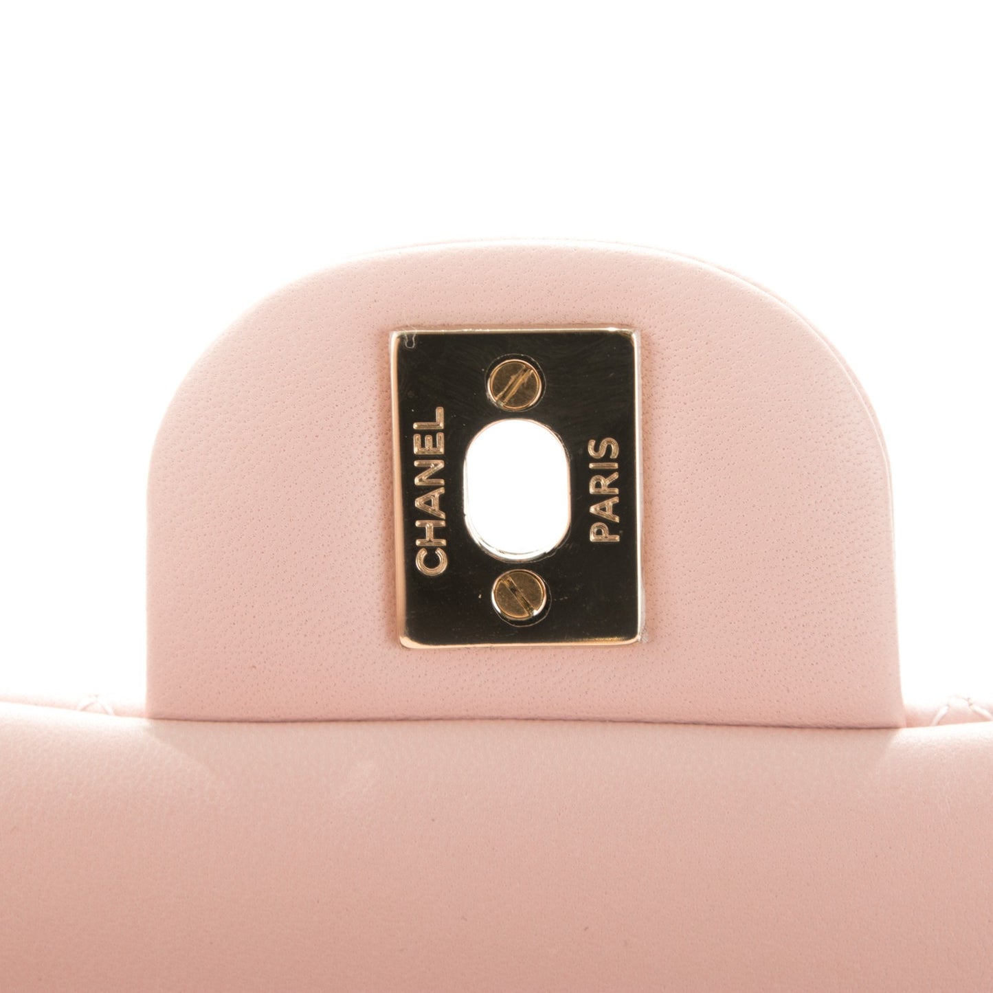 Lambskin Quilted Mini Rectangular Flap Light Pink