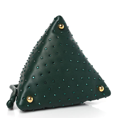 Bottega Veneta Nappa Strass Drawstring Pyramid Pouch Green 4 of 10