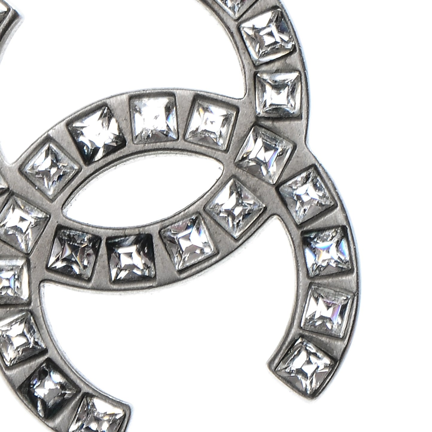Baguette Crystal CC Dangle Earrings Silver