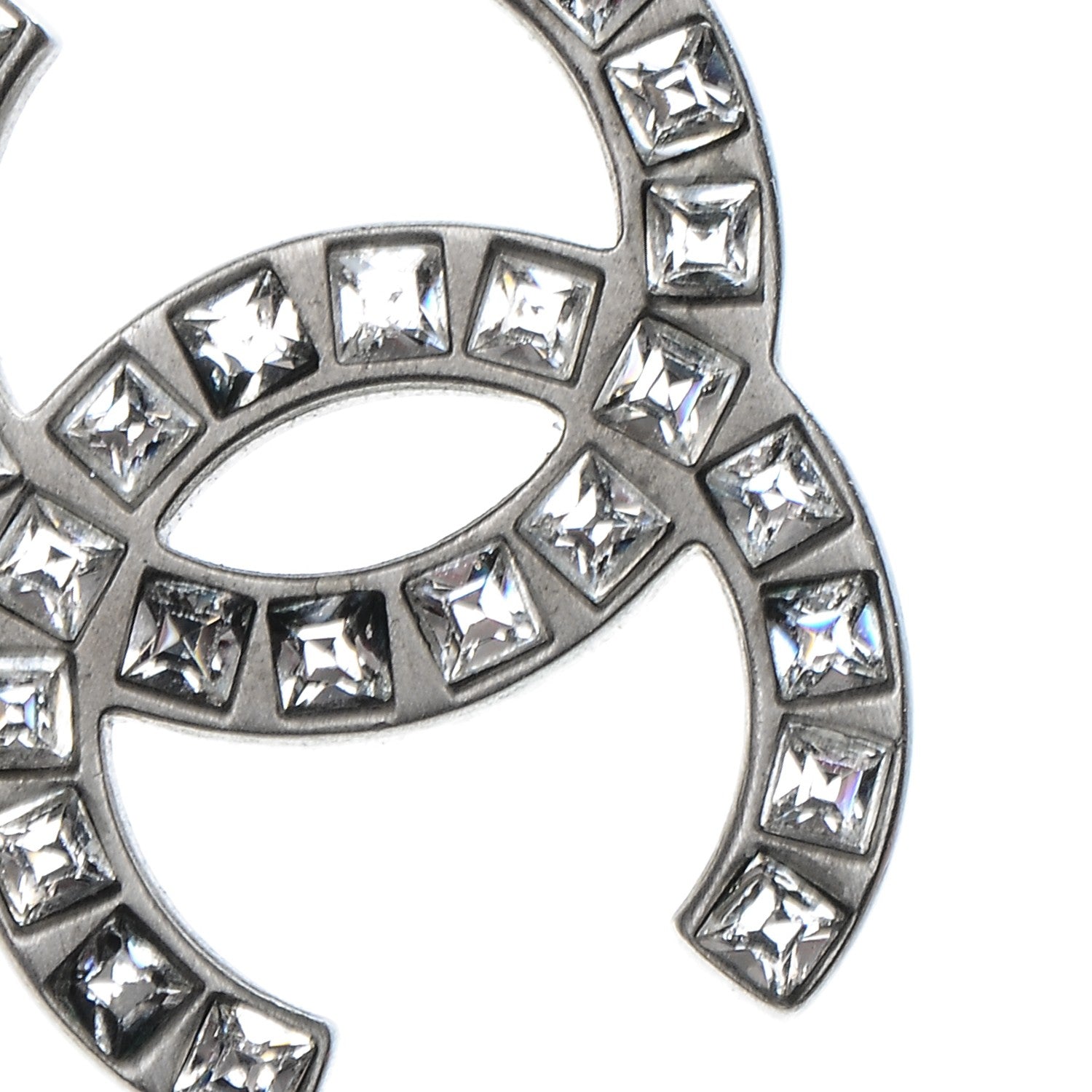 Chanel Baguette Crystal CC Dangle Earrings Silver 5 of 6