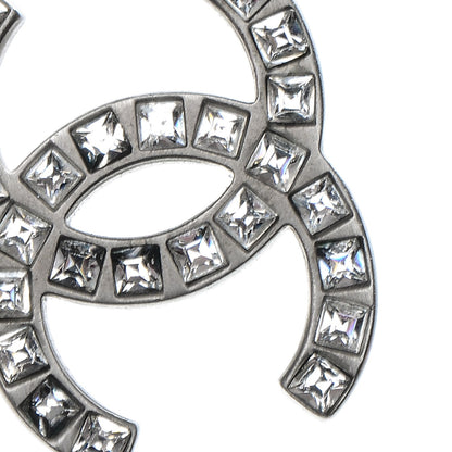 Chanel Baguette Crystal CC Dangle Earrings Silver 5 of 6