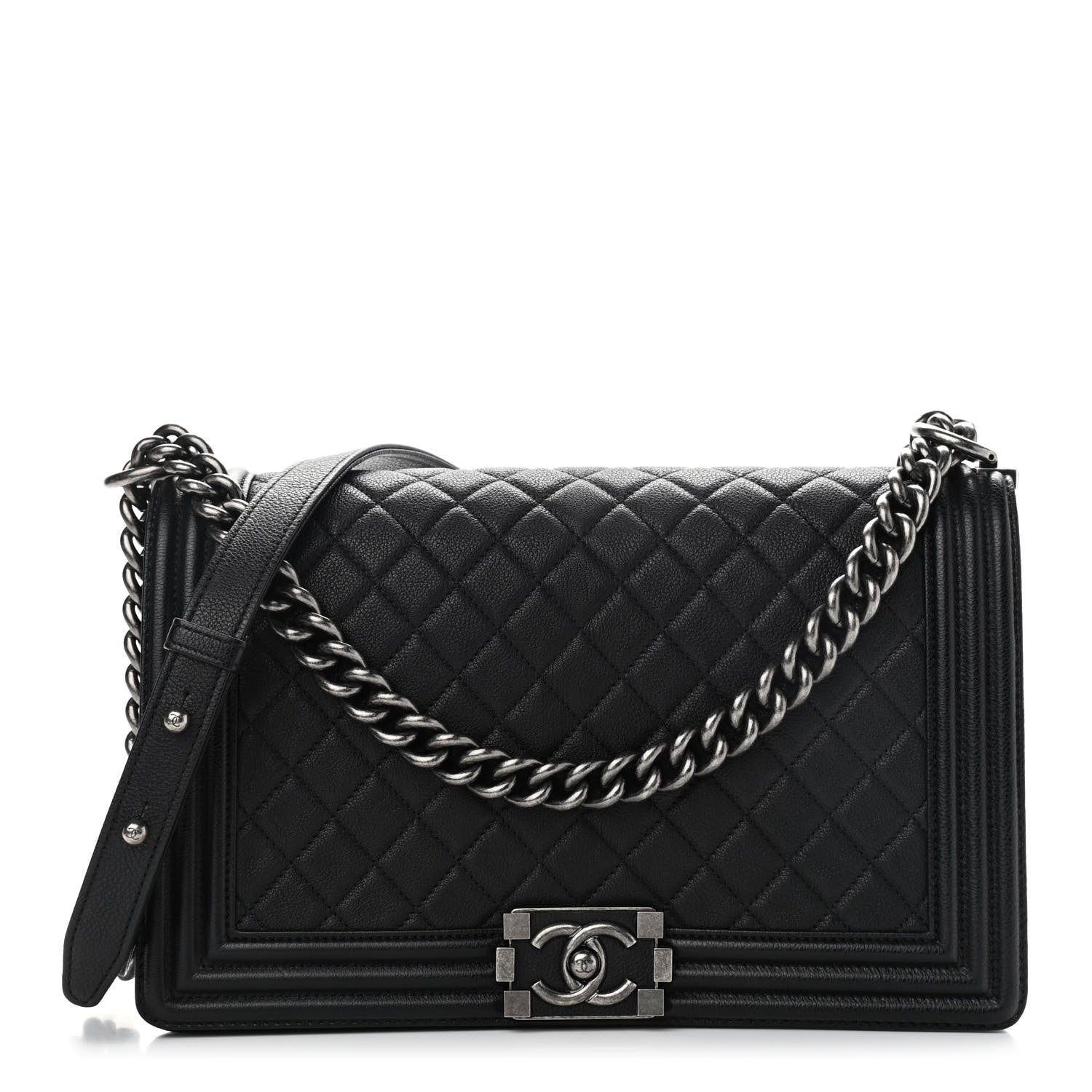 Chanel Grained Calfskin Quilted New Medium Boy Flap Black 1 of 9