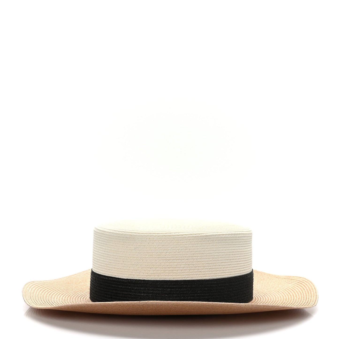 Straw Effect Fabric Wide Brim Hat With Bow XL White Black