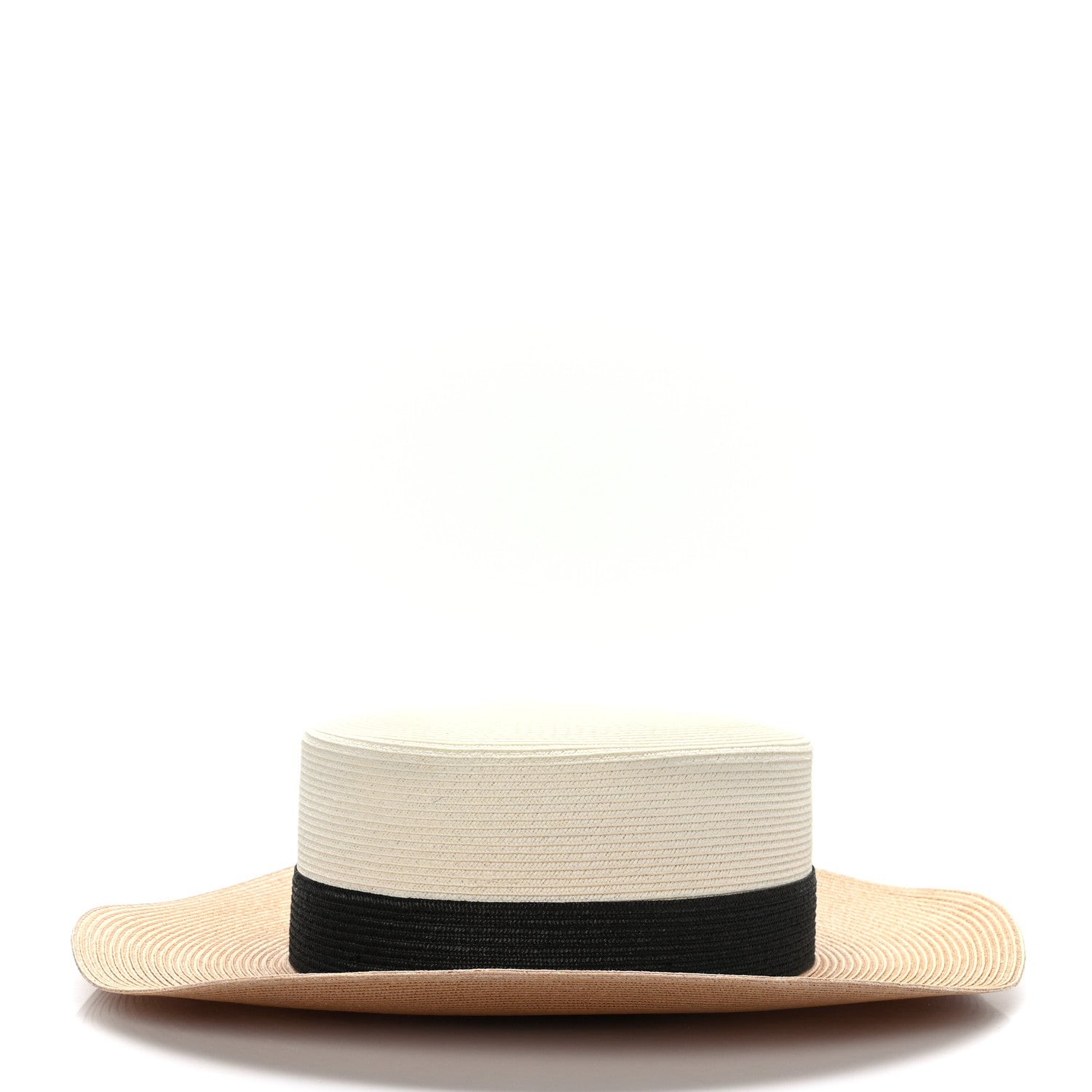 Gucci Straw Effect Fabric Wide Brim Hat With Bow XL White Black 5 of 8
